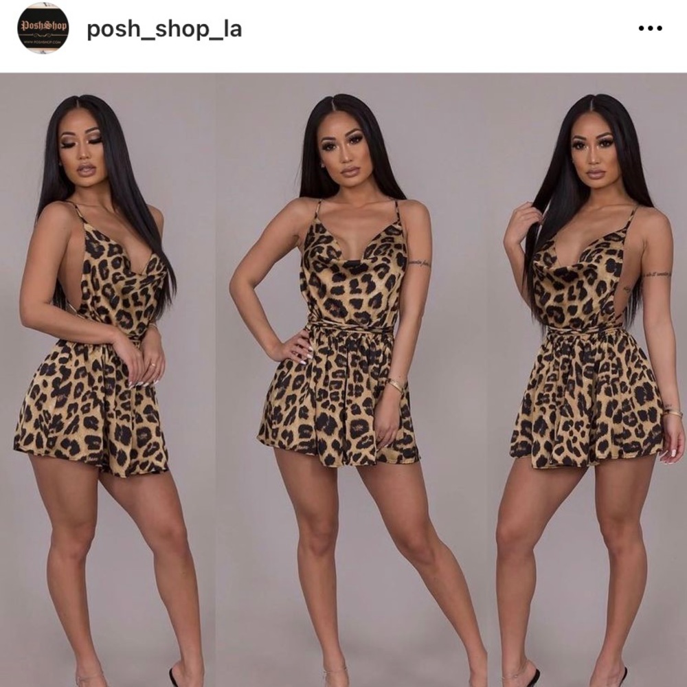 Satin Leopard Romper